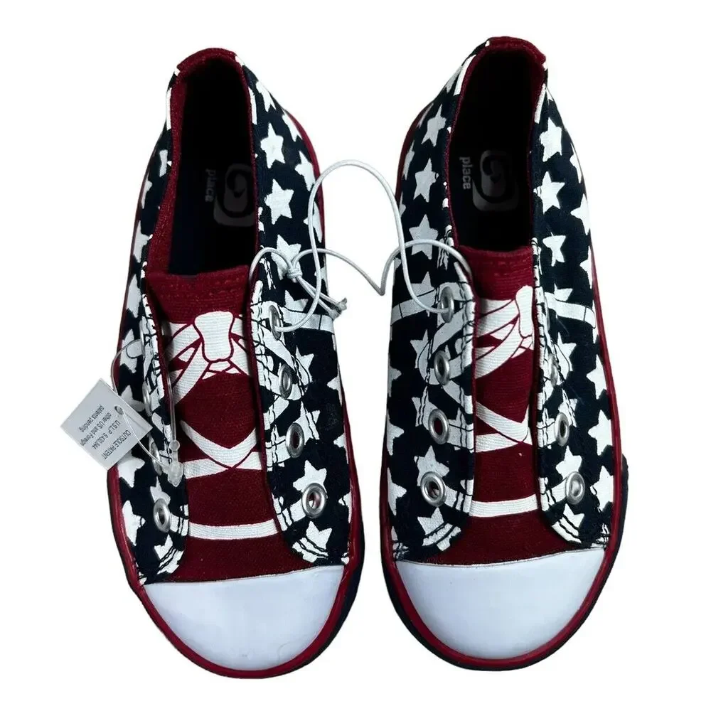 The Children's Place Patriotic Stars Slip On Sneakers Sz 8 Toddler Shoes USA New
